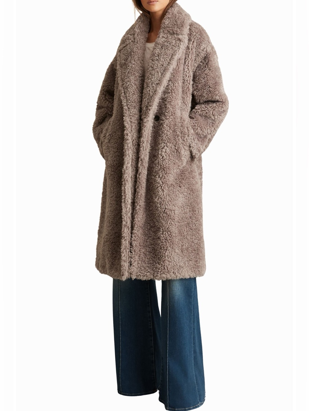 REISS Darla- Long Teddy Coat. Size XL Women #546